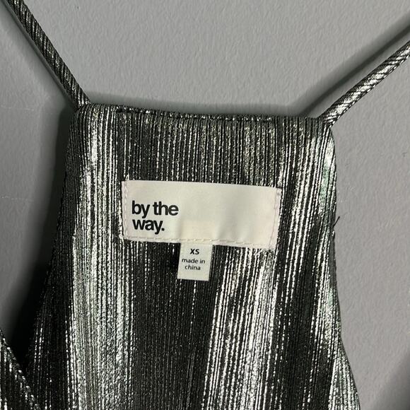 By the Way Silver Metallic Halter Strappy Wrap Style Top Size XS - Picture 3 of 6